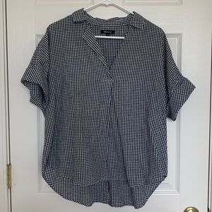 Madewell Gingham cotton/linen Blouse with Button detail